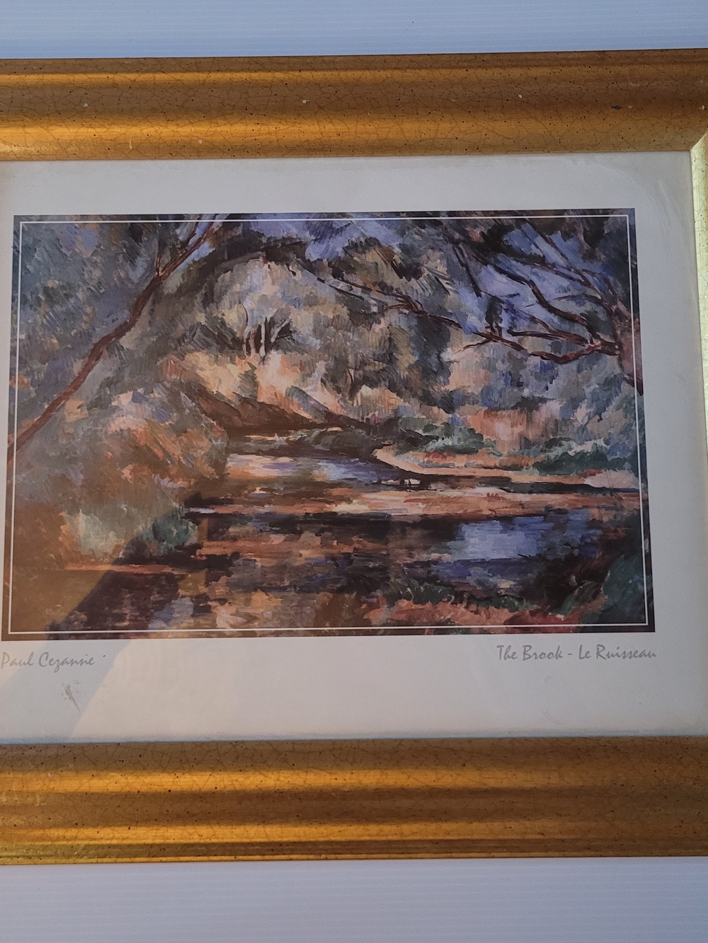 Paul Cezanne "The Brook - Le Ruisseau" Framed Art Print Gold Tone Accent